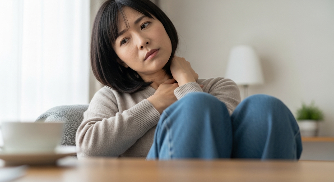 首・肩のこりに悩む人